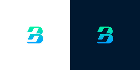 Sleek, modern letter B logotype featuring a dynamic blue and green gradient, embodying technological innovation and digital fluidity for contemporary branding projects © Eunois