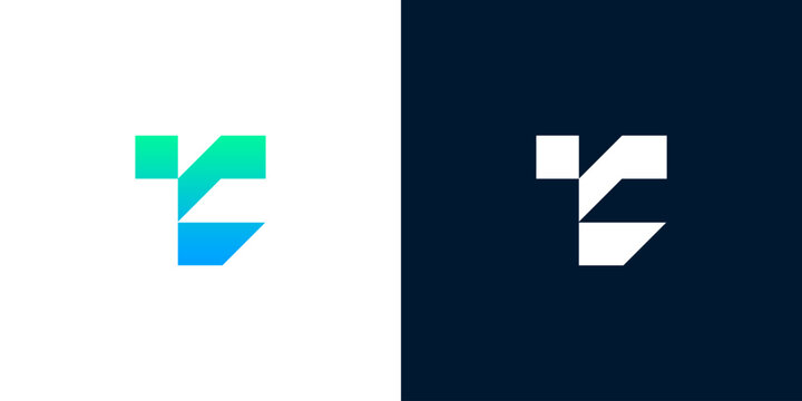 Modern abstract geometric letter T or C logo design concept featuring a sleek gradient for a forward-thinking digital brand identity and corporate mark