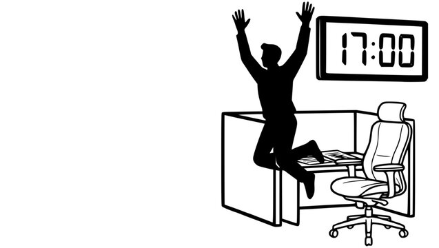 Corporate 5pm Exit Worker Black Silhouette