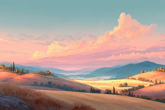 Stylized weather scene illustrating a warm air mass advancing over cooler air