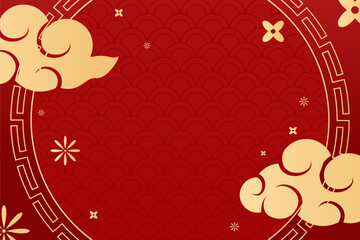 Happy Chinese new year 2026 , modern design set in red, gold and white colors , Year of the horse zodiac , Asia oriental traditional ornament, frame and border	
