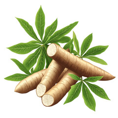 Hand painted watercolor cassava root illustration high resolution transparent png photo