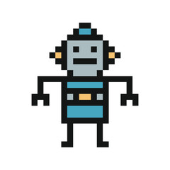Obraz premium Cartoon cute robot humanoid robotic ai with toy,engineer,artificial intelligence,8bit,business.