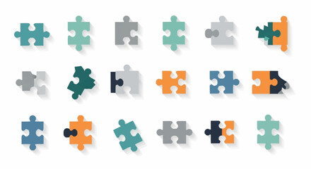 Naklejka premium Collection of Colorful Jigsaw Puzzle Pieces.