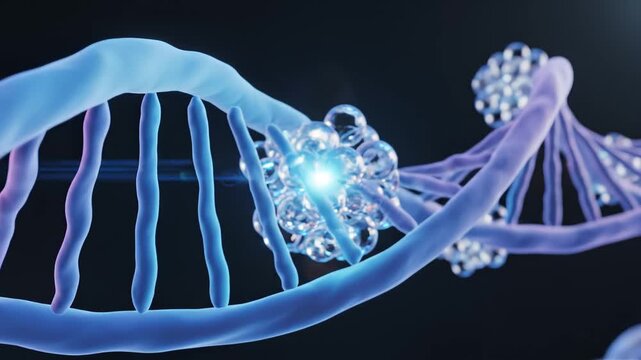 DNA strand with spherical structures