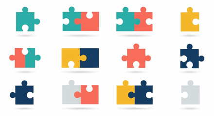 Naklejka premium Collection of Colorful Puzzle Pieces.