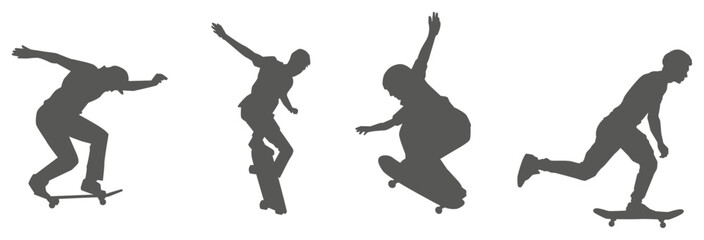 Skateboarder silhouette set performing tricks © Imran