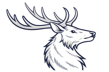 Fototapeta premium A minimalist vector illustration of a majestic elk with large antlers on a white background