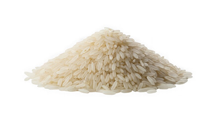 Pile of white rice grains stacked in triangular shape  food ingredient transparent background