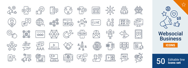 Web social icons Pixel perfect. internet, digital, social media, ...	
