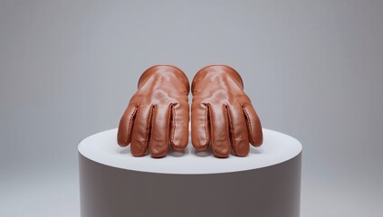 Two glazed donuts stacked on white plate minimalist background food photography sweet dessert snack closeup