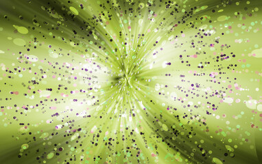 Vibrant Green Sparkle Burst Background With Confetti Dots And Light Rays For Celebration And Festive Events