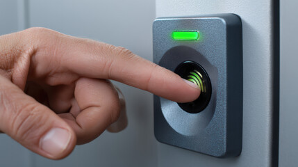 Naklejka premium close-up of a fingerprint scanner device