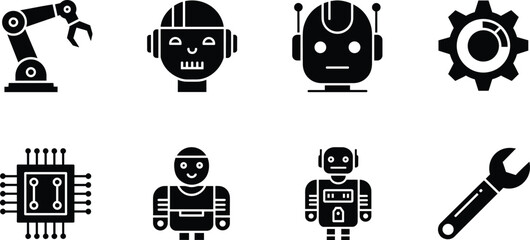 Black and white robot machinery gear wrench microchip robot, machinery, gear, wrench, microchip, black and white, industrial, technology, mechanical, robotic arm, circuit board, tools, automation, eng