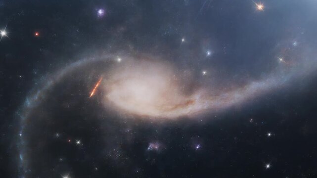 flug durchs All an Galaxien und Sternen vorbei. Weltraum Szene