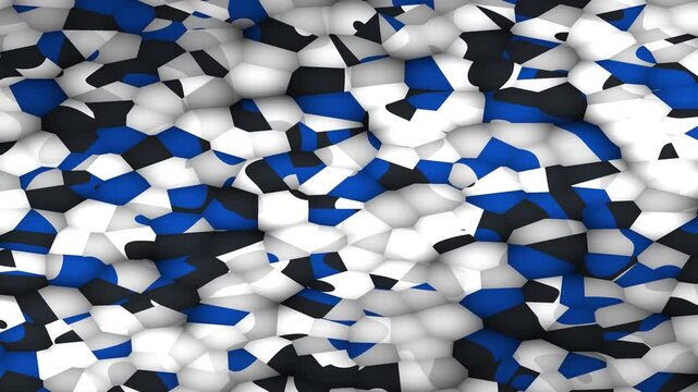 Abstract Geometric Mosaic Pattern with Black Blue and White Organic Shapes