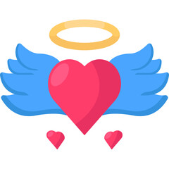Heart Wings Flat Icon