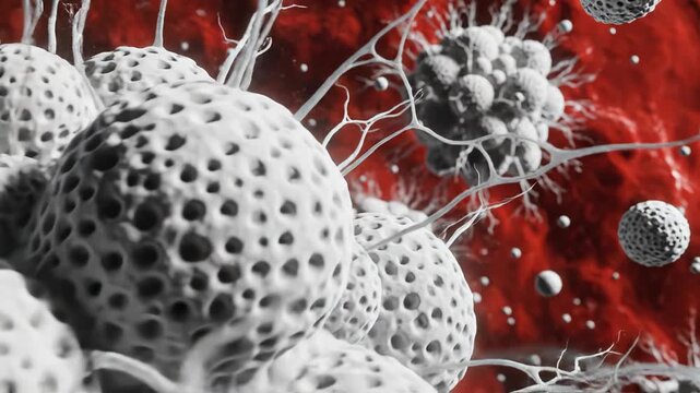 Cellular structure with red background