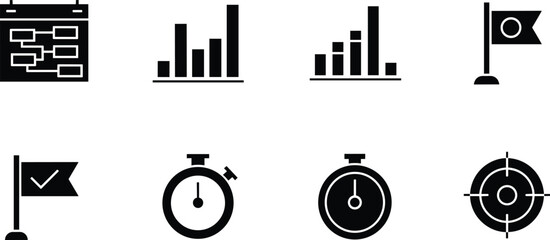 Black and white business strategy flowchart business, strategy, black, white, flowchart, bar charts, flag, checklist, stopwatch, target, graphs, planning, management, marketing, finance, organization,