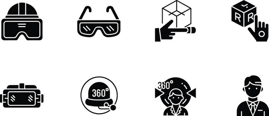 Black and white virtual reality goggles headset 360 degrees virtual reality, vr, goggles, headset, 360 degrees, cube, hand, black and white, technology, digital, symbols, signs, black, white, virtual,