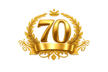 Golden 70th anniversary celebrating years of success emblem