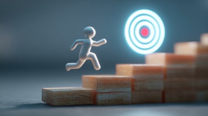 Figure running toward a glowing target