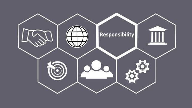 a Responsibility concept button on a futuristic. Abstract seamless animation of mesh glowing dots digital luxurious wave particles flows background. Motion of digital data flow.
