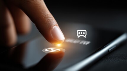 Finger touching a smartphone screen