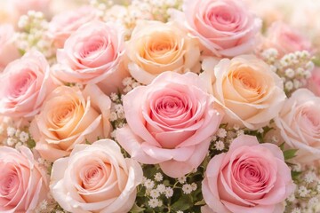 Beautiful Bouquet of Pink and Peach Roses