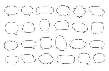Hand Drawn Speech Bubble Set, Doodle Comic Balloons, EPS10 Vector with Transparent PNG