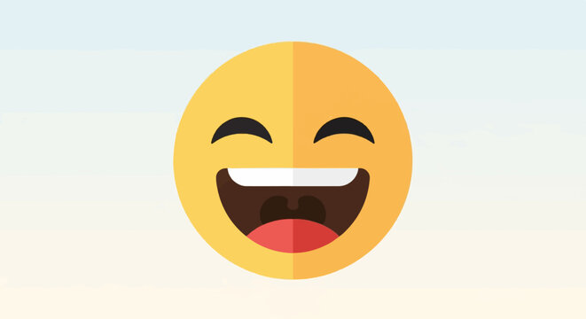 Large yellow smiley face with wide open mouth, showing teeth and tongue