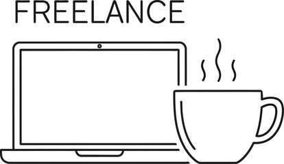 Laptop and Coffee Cup Illustration Freelance Work.