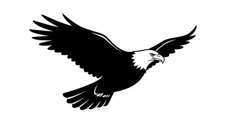 Obraz premium Majestic bald eagle soars powerfully in black and white vector illustration