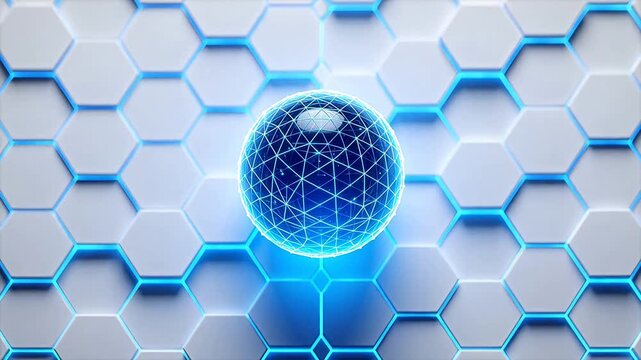 Blue sphere on hexagonal pattern