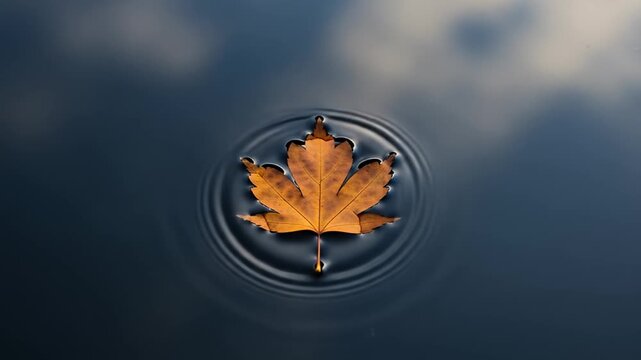 Autumn Leaf Ripples - A Serene Moment of Natures Beauty.