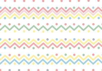 Pastel chevron and polka dot seamless pattern background