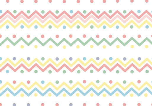 Pastel chevron and polka dot seamless pattern background