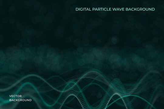 Modern abstract background with flowing digital waves and dotted surfaces forming a dynamic technological scene. Vector. Soft glow, depth effect and clean composition for business, science, artificial