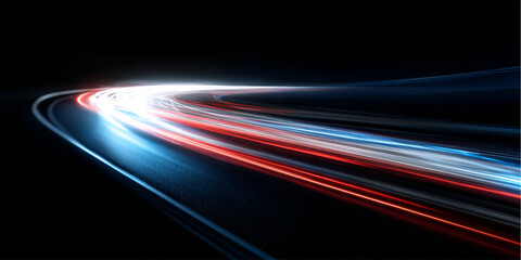 Multi-colored speed trails twist and flash with dazzling motion. Light streaks radiate energy across the scene. Perfect for digital racing visuals or neon futuristic designs. © Ole moda