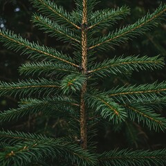 Obraz premium Dense natural texture created by evergreen pine needles and branches, suitable for nature themes, winter holidays, rustic designs, or seasonal events ,design ,natural ,close up