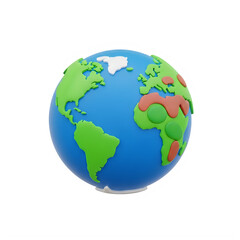 Fototapeta premium Vibrant 3d earth globe with detailed continents and oceans isolated on transparent background
