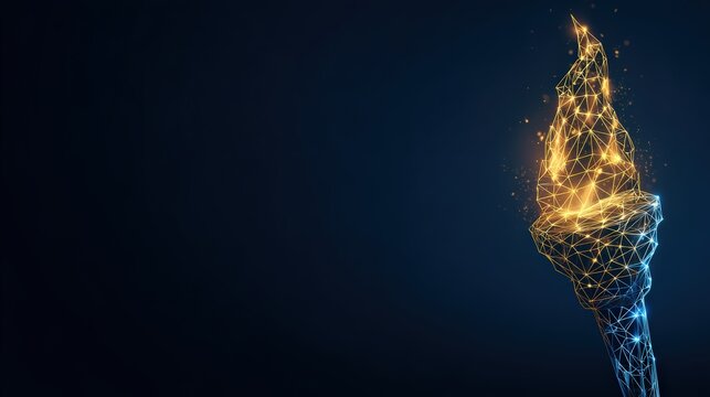 A digital beacon of knowledge and innovation, this abstract representation of a torch glows brightly against a dark backdrop. ..Created with Generative AI, not depicting real subjects.