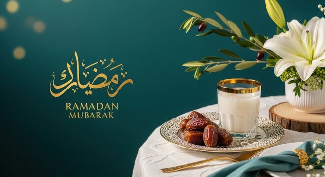 Celebrating ramadan with traditional dates and milk