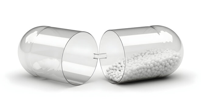 Transparent capsule with granules