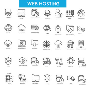 Professional web hosting technology icon bundle,