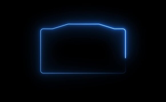 glowing neon rectangles abstract background. abstract glowing neon rectangle border frame. shape frame round border frame movement photo frame neon box sign symbol with on a black background