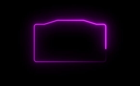 glowing neon rectangles abstract background. abstract glowing neon rectangle border frame. shape frame round border frame movement photo frame neon box sign symbol with on a black background