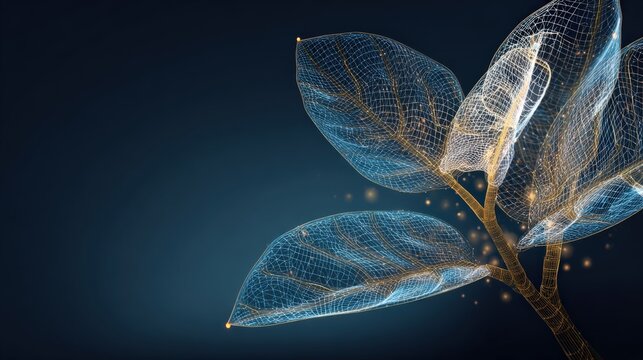 A conceptual visualization of delicate leaves and branches. ..Created with Generative AI, not depicting real subjects.