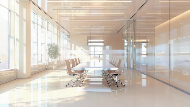 Video Glass table and chairs in a meeting space