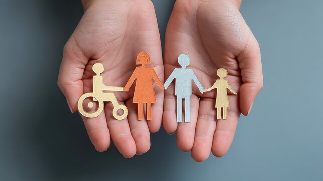 Hands Holding Paper Cutouts of Diverse Figures Symbolizing Family and Inclusion